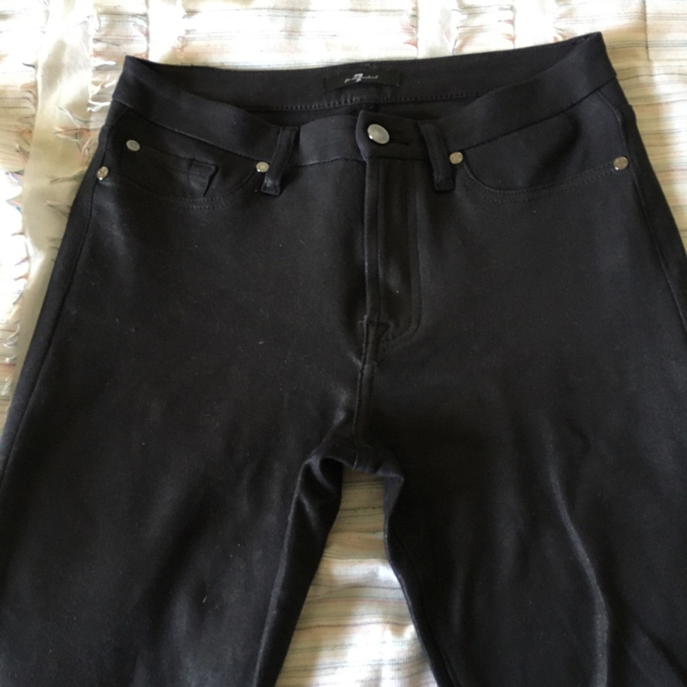 7 For All Mankind Black Faux Leather Jeans